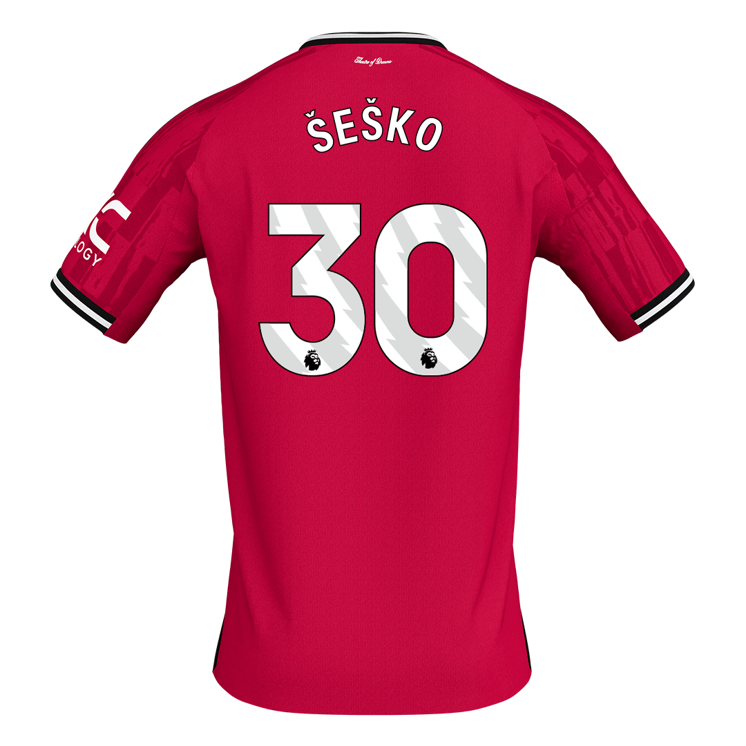 ŠEŠKO #30 Manchester United Domicile Maillot 2025/26 Rouge - Super Grande Taille