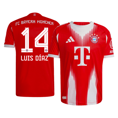 LUIS DÍAZ #14 Munich Domicile Maillot 2025/26 Rouge Joueur