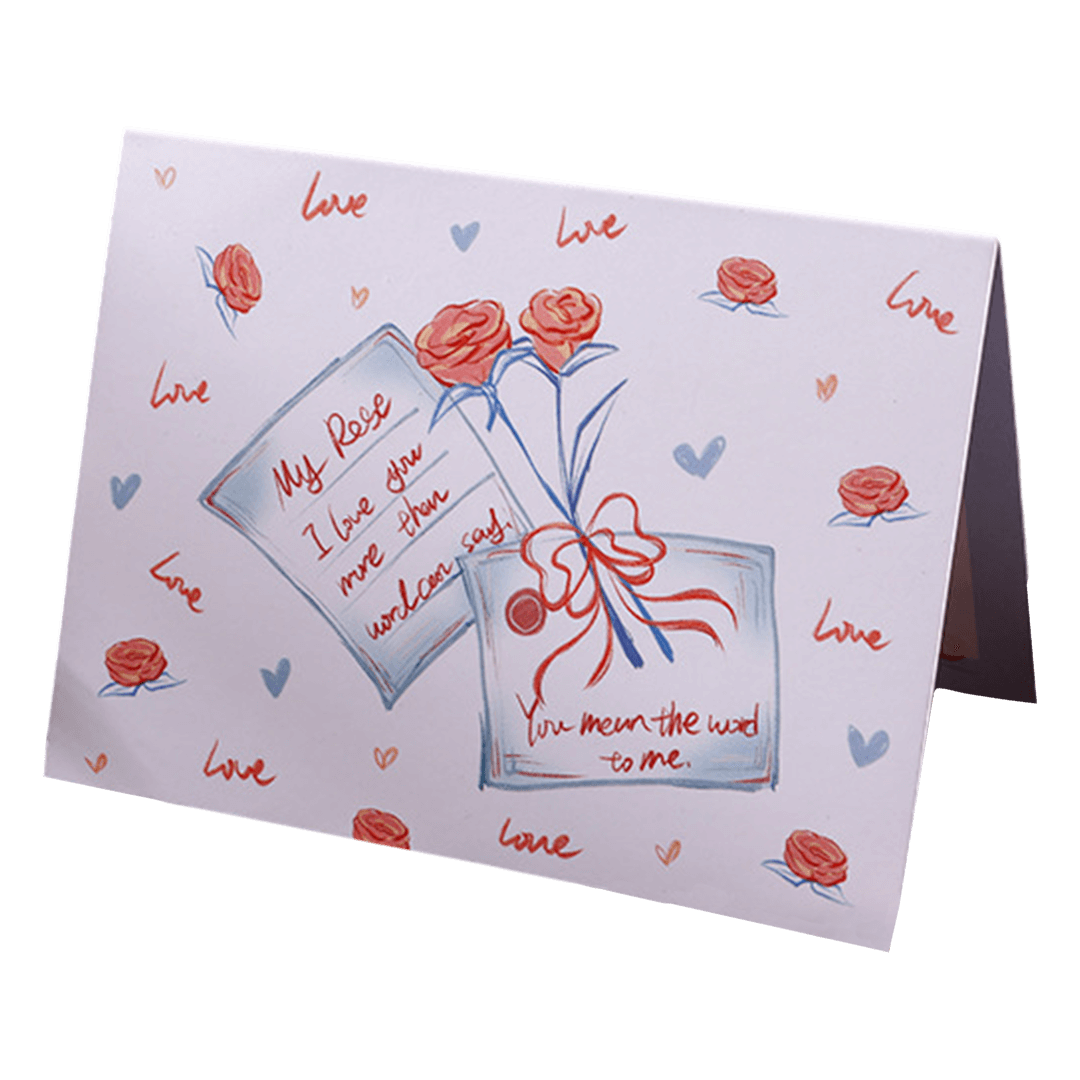 Custom Rose Letter Valentine's Day Card Blue&Pink