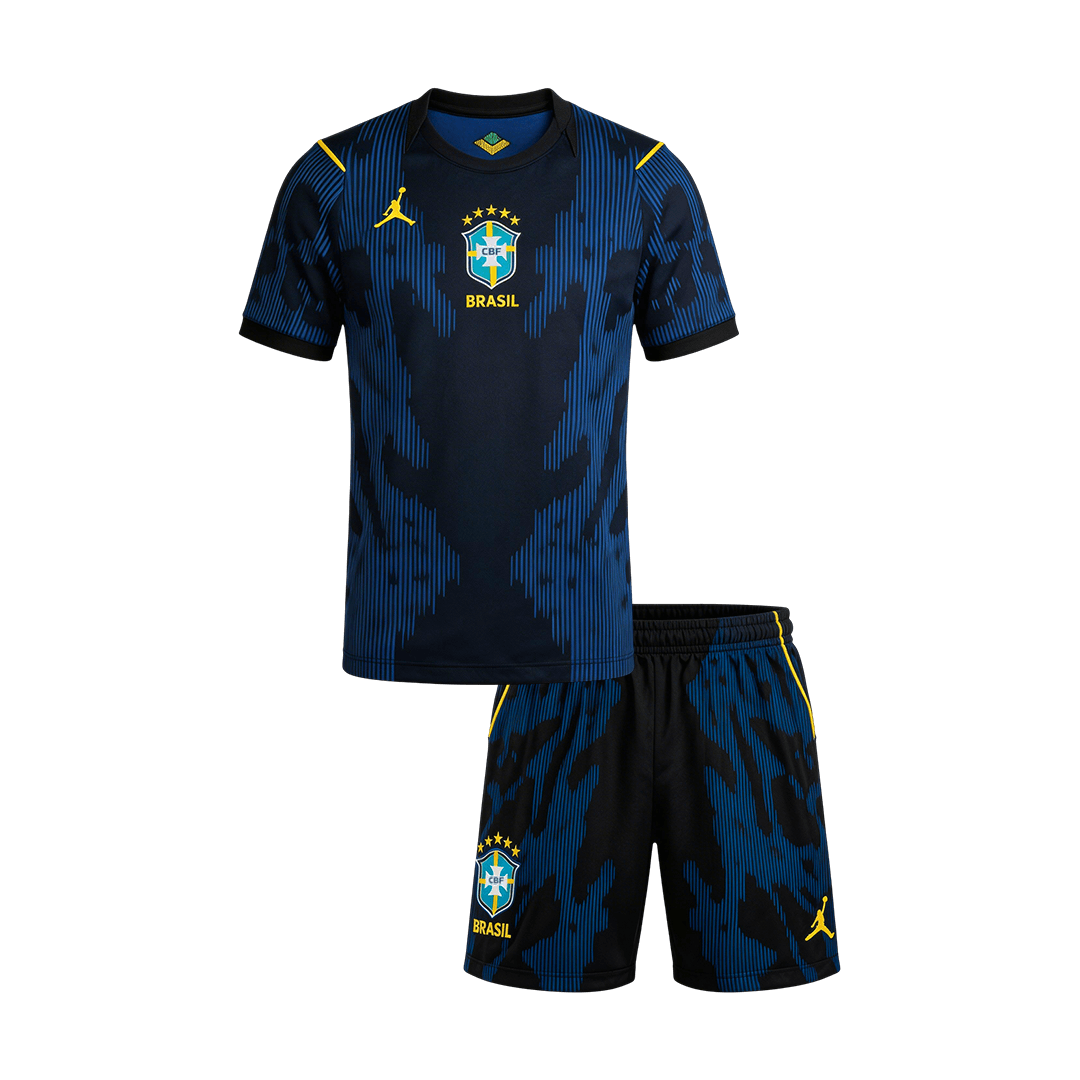 Brésil Extérieur Maillot Kit - Coupe du Monde 2026 Junior Bleu marine
