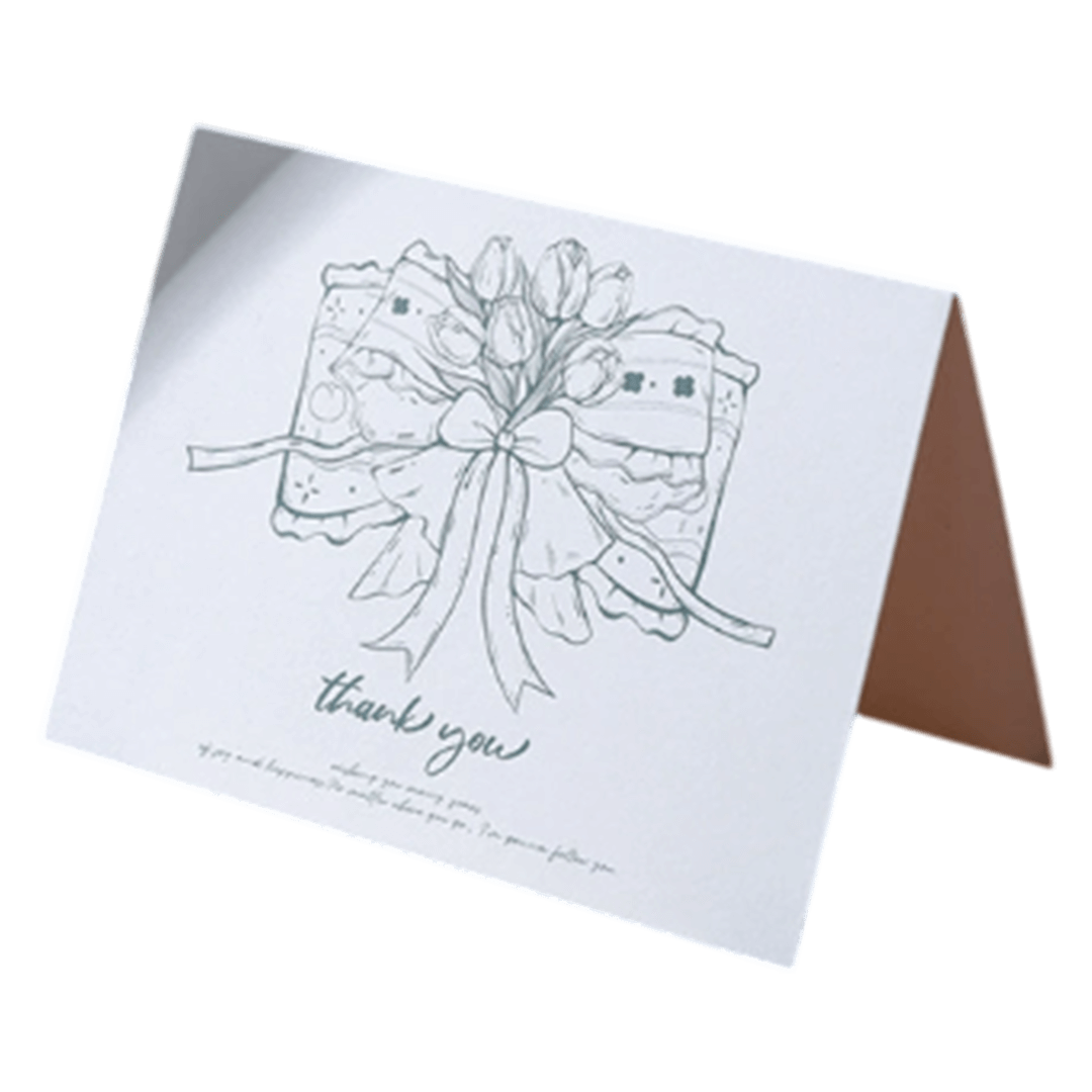 Custom Bow Tulip Thank You Anniversary Card Green