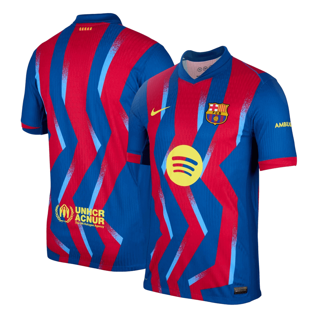Barcelone Fourth Maillot 2025/26 Rouge&Bleu Joueur Grande Taille