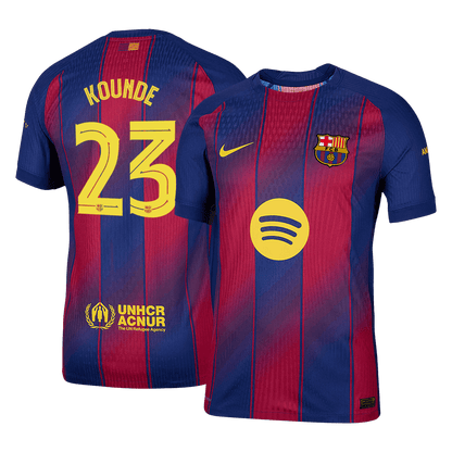 KOUNDE #23 Barcelone Domicile Maillot 2025/26 Rouge et Bleu Authentique - UCL