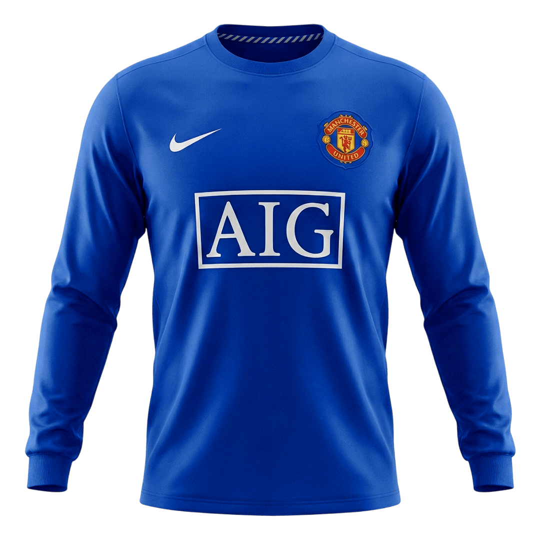 Retro Manchester United Derde Shirt Lange Mouwen 2008/09 Blauw