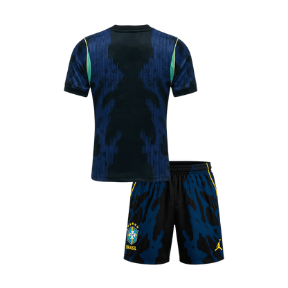Brésil Extérieur Maillot Kit - Coupe du Monde 2026 Junior Bleu marine