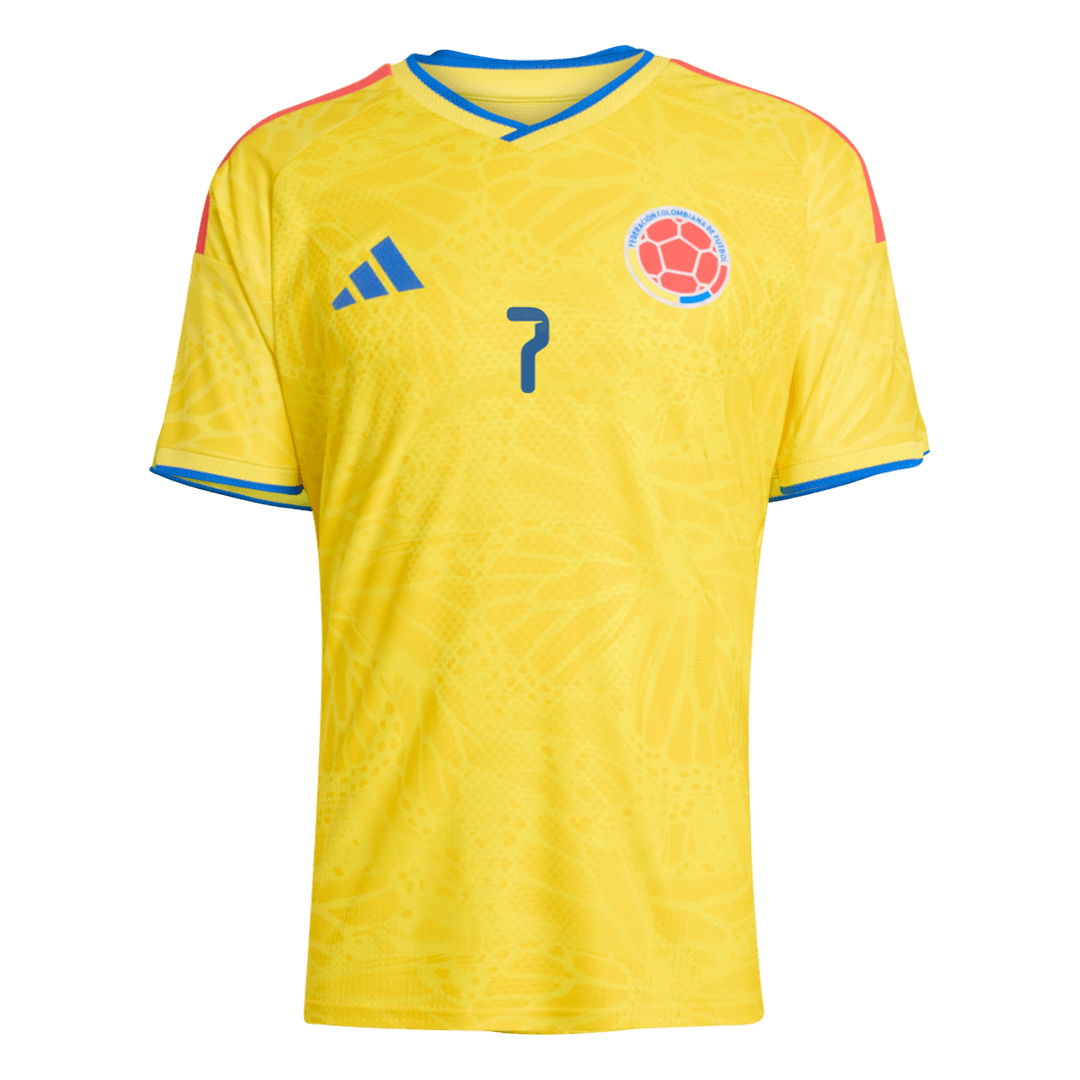 LUIS DíAZ #7 Colombie Domicile Maillot Coupe du Monde 2026 Jaune Joueur