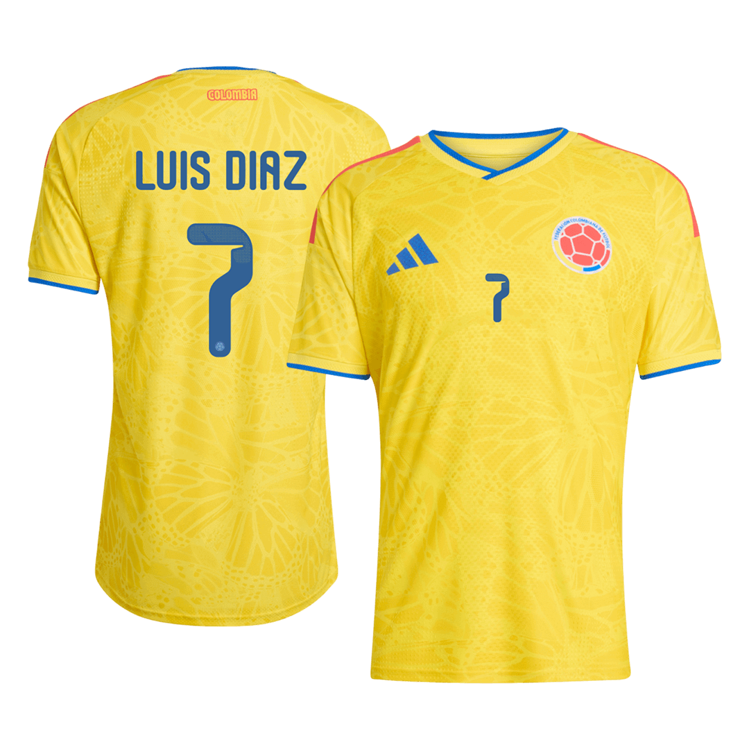 LUIS DíAZ #7 Colombie Domicile Maillot Coupe du Monde 2026 Jaune Joueur