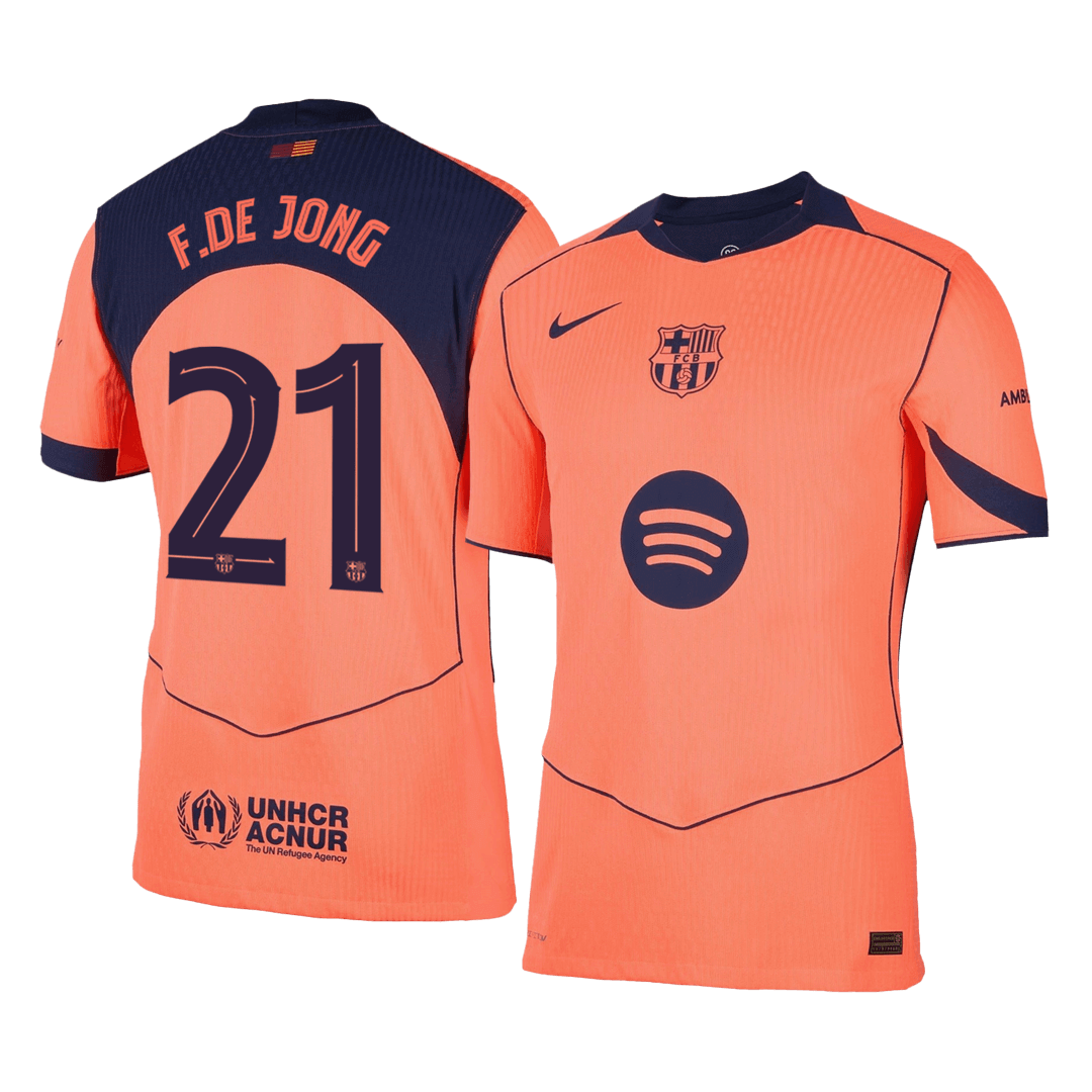 F.DE JONG #21 Barcelone Third Maillot 2025/26 Orange Authentique - UCL