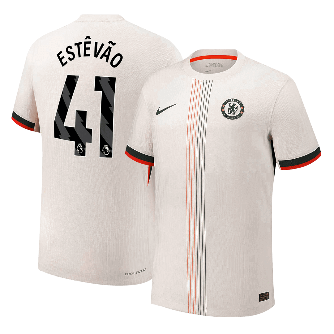 ESTÊVÃO #41 Chelsea Extérieur Maillot 2025/26 Blanc Authentique